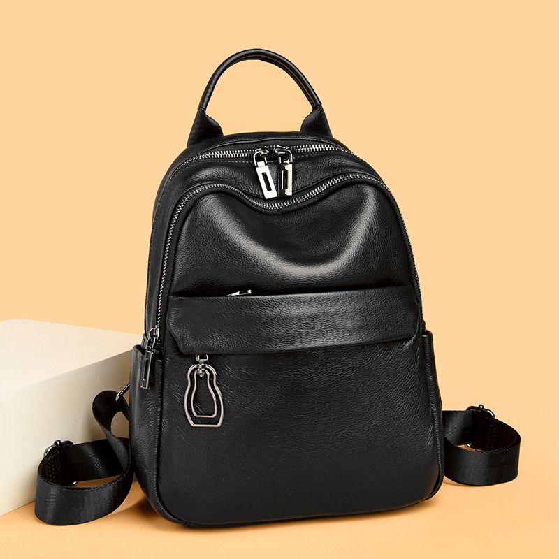 Custom Leather Backpack – Casual Daypack with Front Pocket — custom leather bag manufacturing by Kaishi Bag Factory