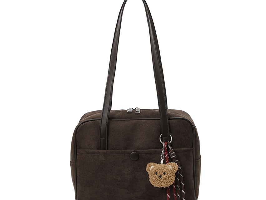 Custom Top-Handle Shoulder Bag – Structured Handbag with Charm (view 2) — custom bag manufacturing by Kaishi Bag Factory