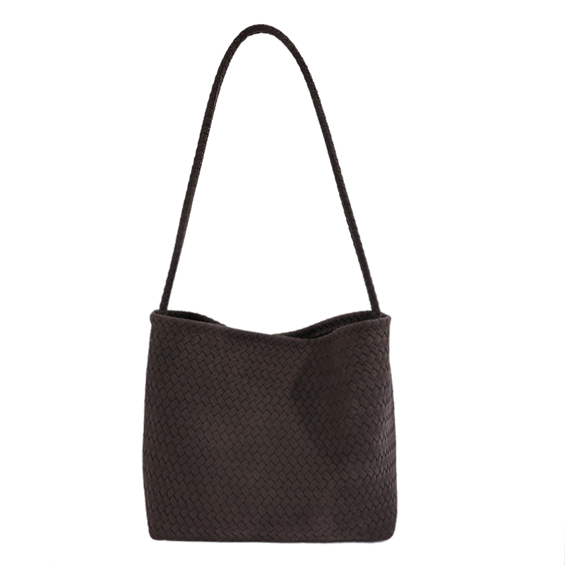 Custom Woven Suede-Look Bag – Slouchy Shoulder Bag (view 3) — custom bag manufacturing by Kaishi Bag Factory