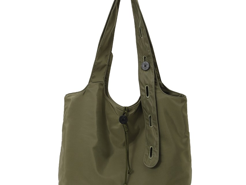 Custom Nylon Tote Bag – Drawstring Shoulder Tote for Daily Use (view 3) — custom bag manufacturing by Kaishi Bag Factory