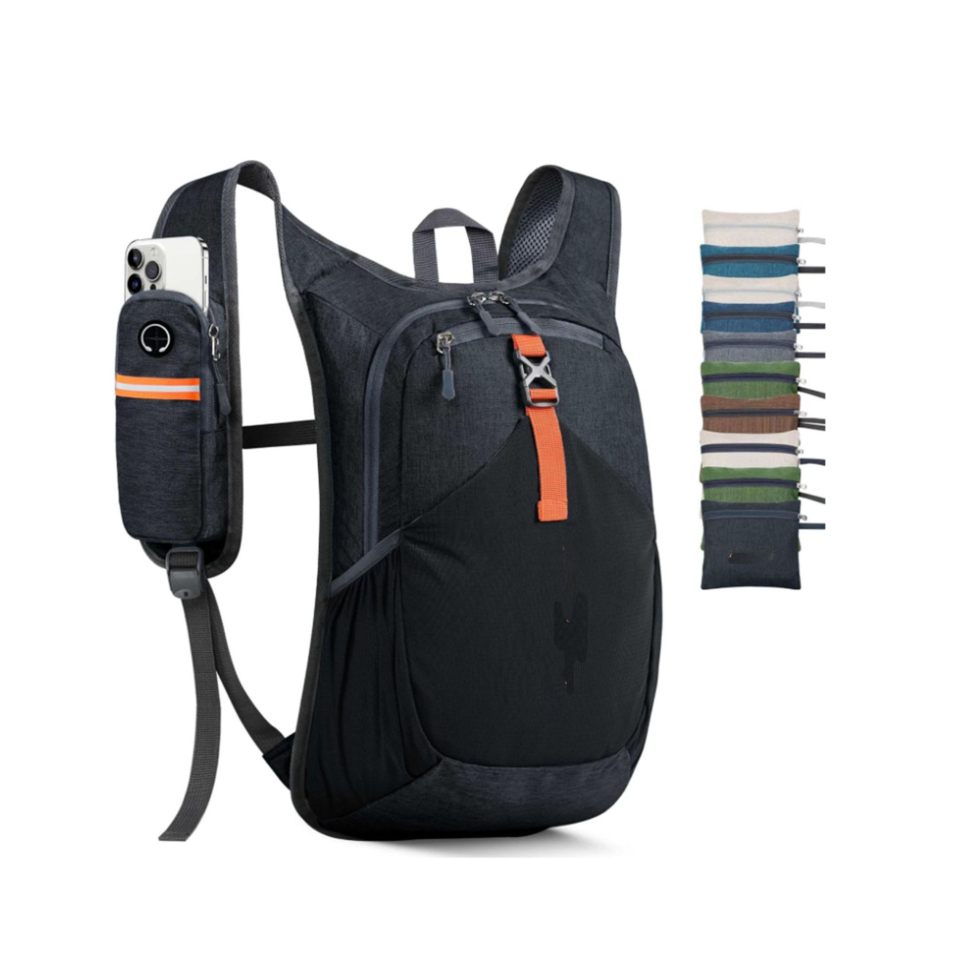 Custom Foldable Outdoor Backpack – 15L Packable Daypack with Phone Pouch (view 3) — custom outdoor backpack by Kaishi Bag Factory