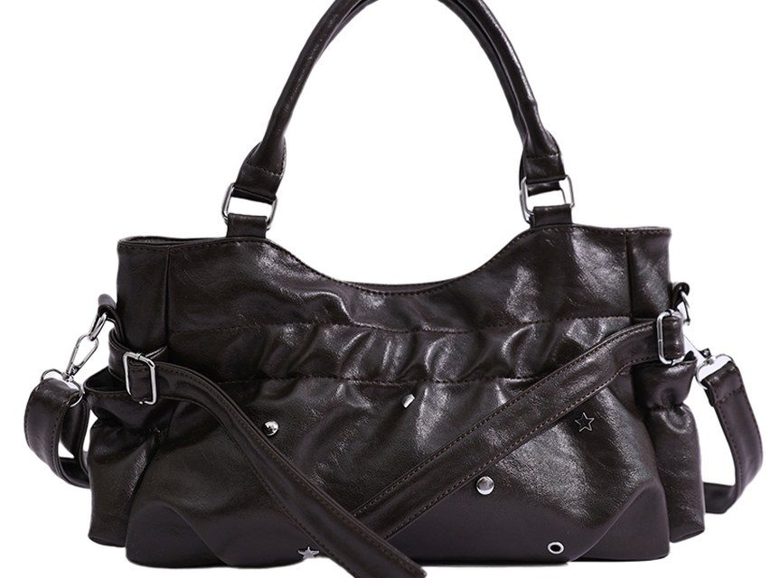 Custom PU Leather Hobo Bag – Ruched Shoulder Bag with Heart Detail (view 3) — custom bag manufacturing by Kaishi Bag Factory