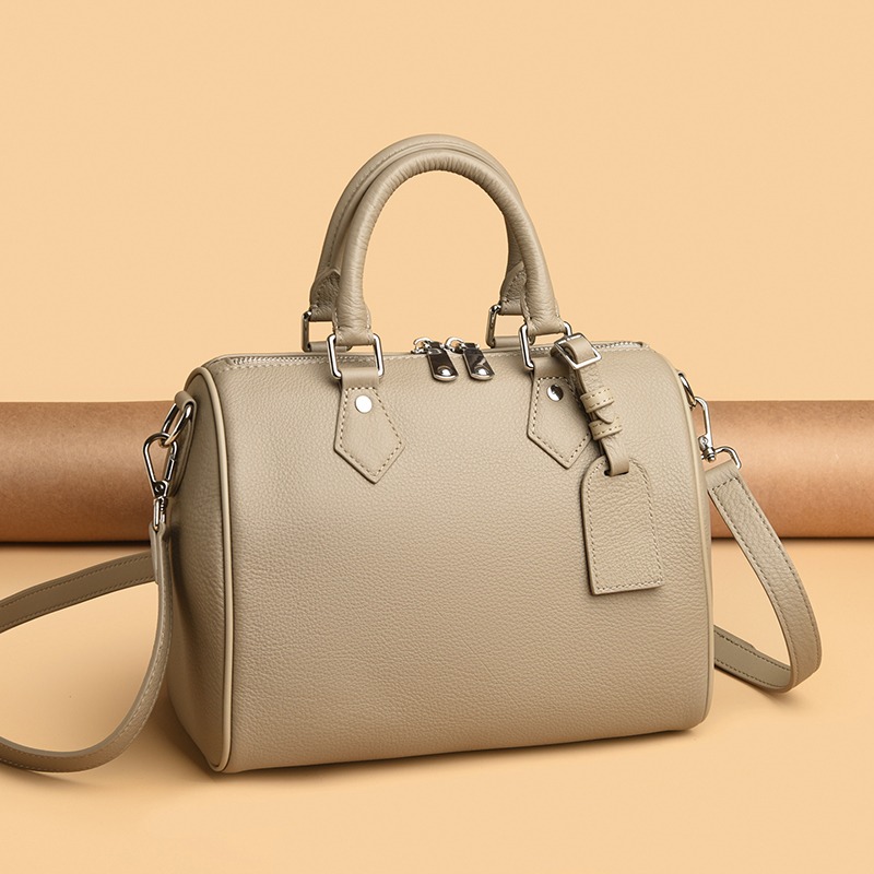 Custom Structured Leather Satchel Bag – Zip-Top Handbag with Shoulder Strap (view 3) — custom leather bag manufacturing by Kaishi Bag Factory