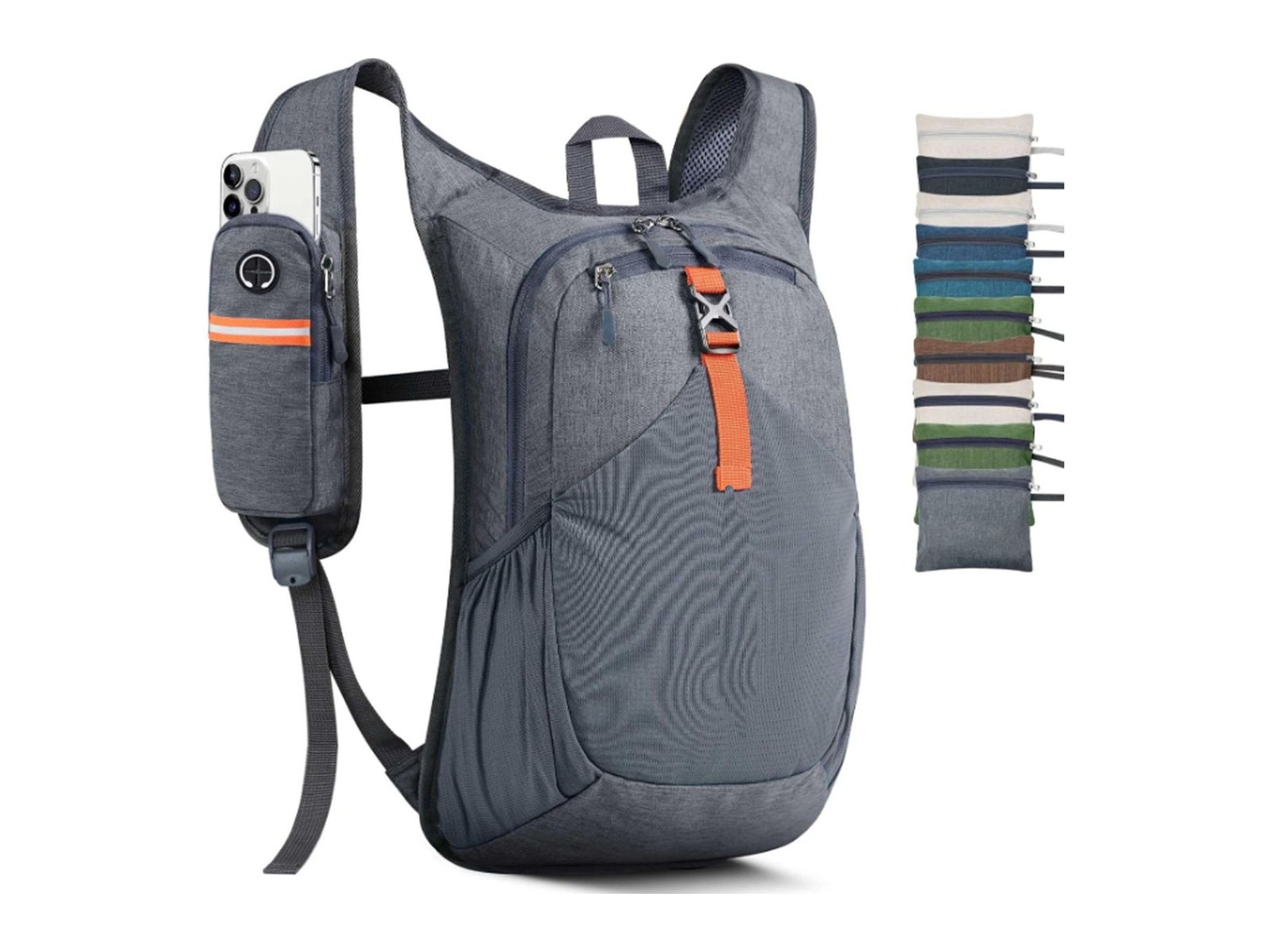 Custom Foldable Outdoor Backpack – 15L Packable Daypack with Phone Pouch (view 2) — custom outdoor backpack by Kaishi Bag Factory