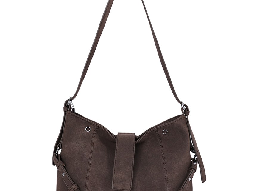 Custom Suede-Look Hobo Bag – Shoulder Bag with Buckle Detail (view 2) — custom bag manufacturing by Kaishi Bag Factory
