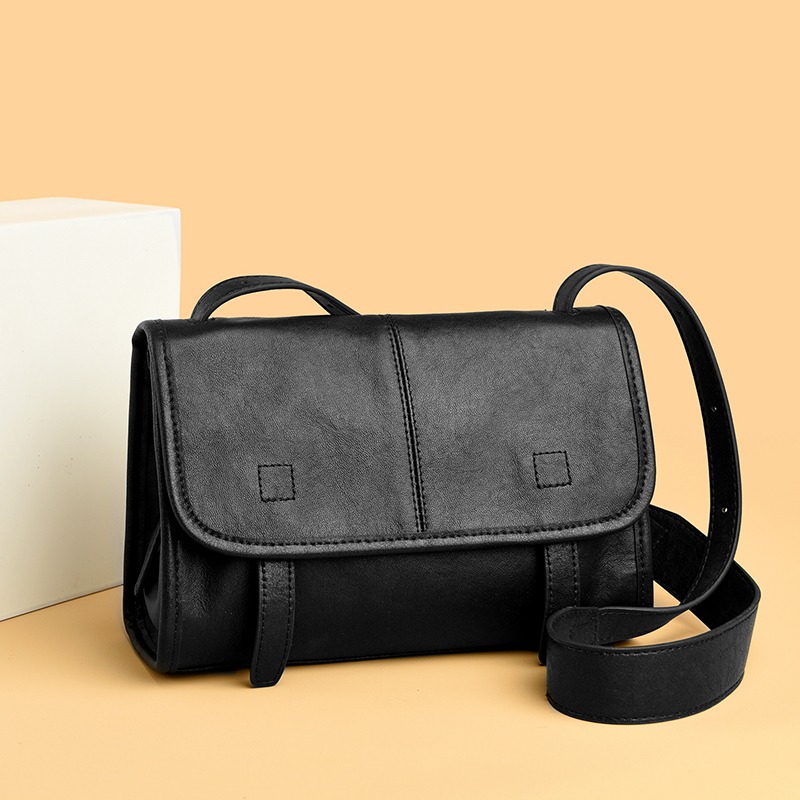 Custom Leather Messenger Bag – Flap Shoulder Bag with Magnetic Closure (view 2) — custom leather bag manufacturing by Kaishi Bag Factory