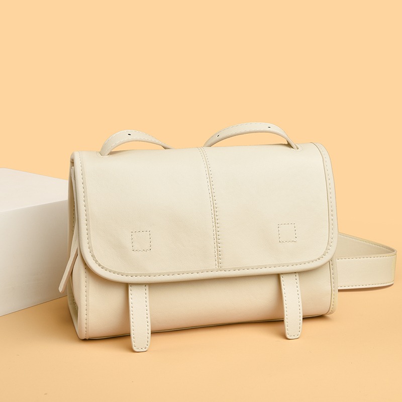 Custom Leather Messenger Bag – Flap Shoulder Bag with Magnetic Closure (view 3) — custom leather bag manufacturing by Kaishi Bag Factory