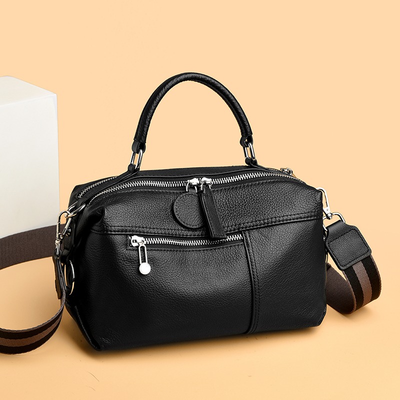 Custom Leather Satchel Bag – Soft Handbag with Front Zip Pocket — custom leather bag manufacturing by Kaishi Bag Factory