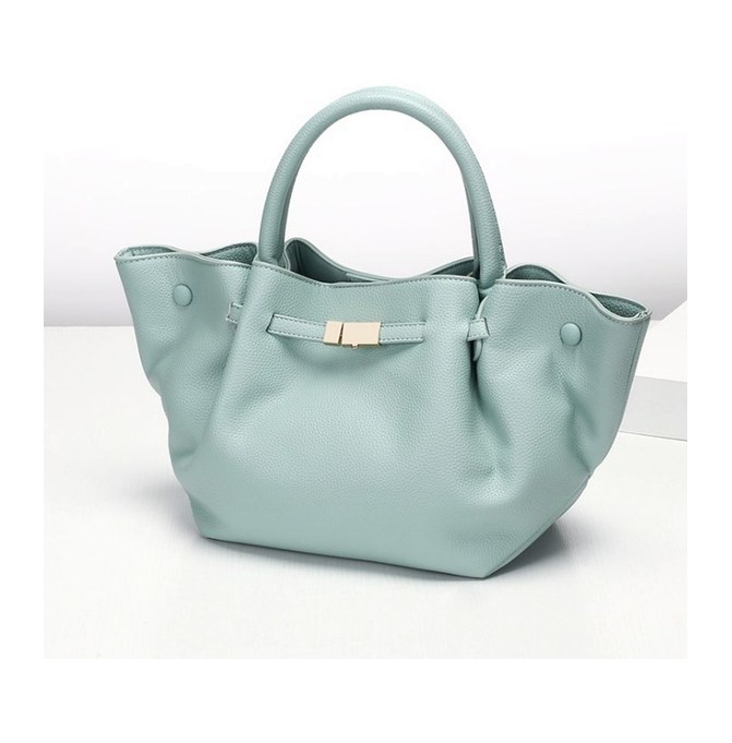 PU Leather Bat-Shaped Tote Bag – Belt Drawstring Buckle Shoulder Handbag — custom bag manufacturing by Kaishi Bag Factory
