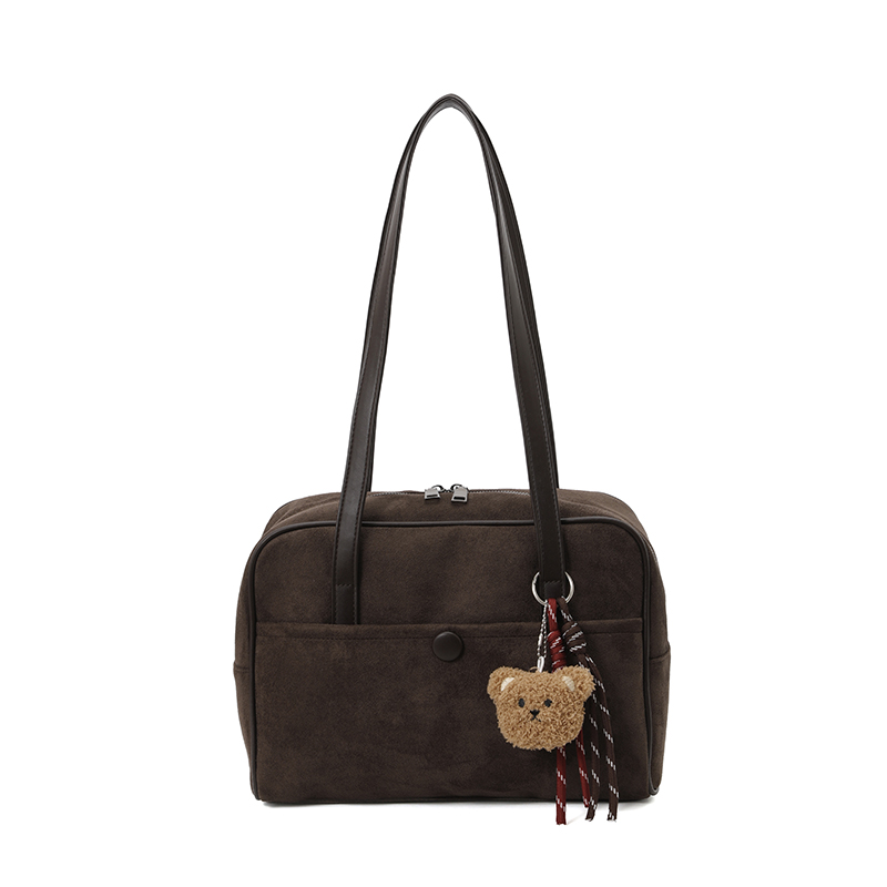 Custom Top-Handle Shoulder Bag – Structured Handbag with Charm (view 2) — custom bag manufacturing by Kaishi Bag Factory