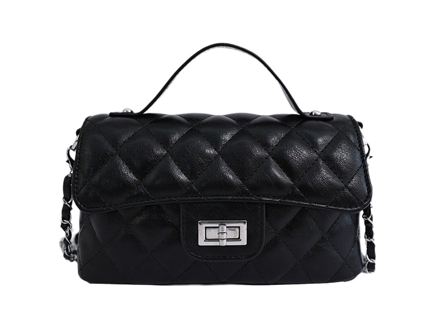 Custom Quilted PU Leather Flap Bag – Structured Handbag with Clasp (view 4) — custom bag manufacturing by Kaishi Bag Factory