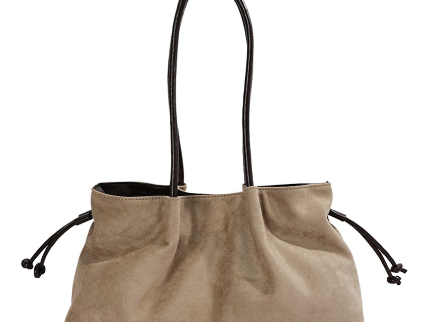 Custom Suede-Look Tote Bag – Drawstring Shoulder Tote — custom bag manufacturing by Kaishi Bag Factory