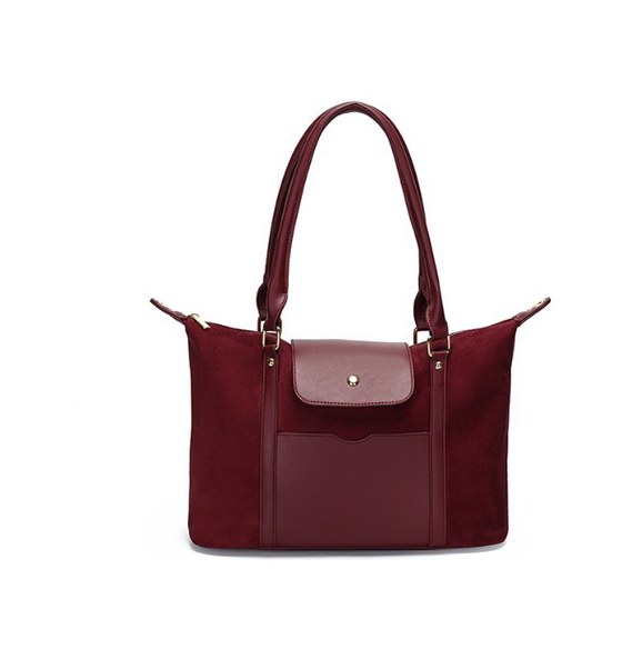 Suede & PU Leather Tote Bag – Classic Minimalist Shoulder Bag with Gold Buckle — custom bag manufacturing by Kaishi Bag Factory