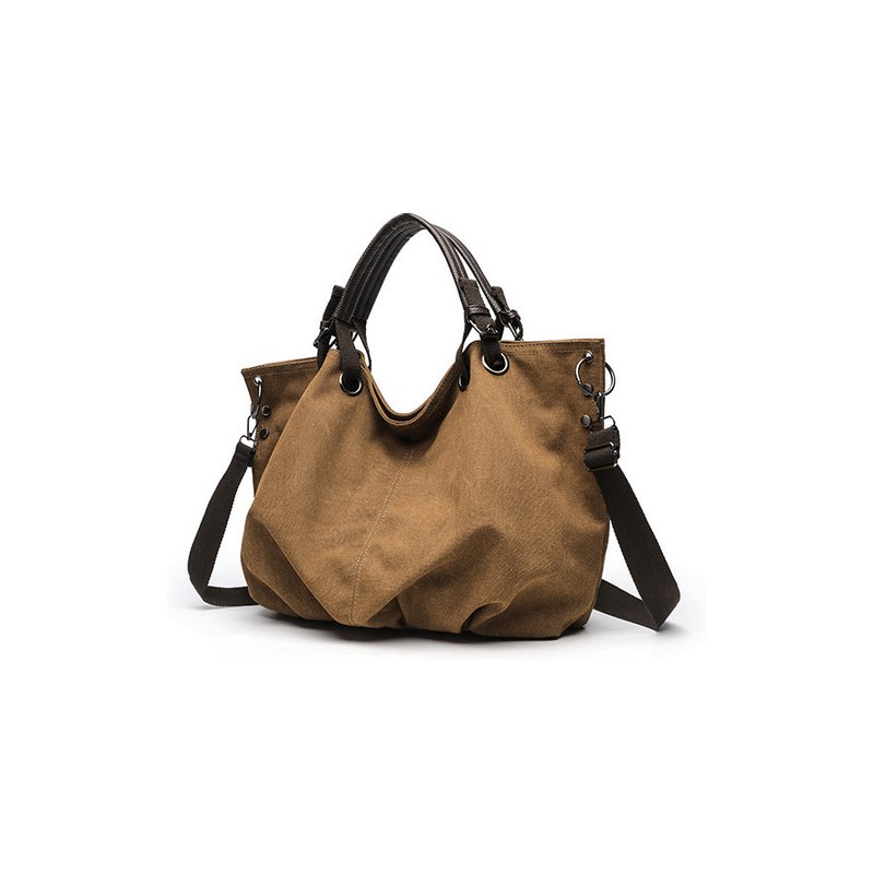 Canvas Hobo Shoulder Bag – Large Capacity Slouchy Tote with PU & Adjustable Strap (view 2) — custom bag manufacturing by Kaishi Bag Factory
