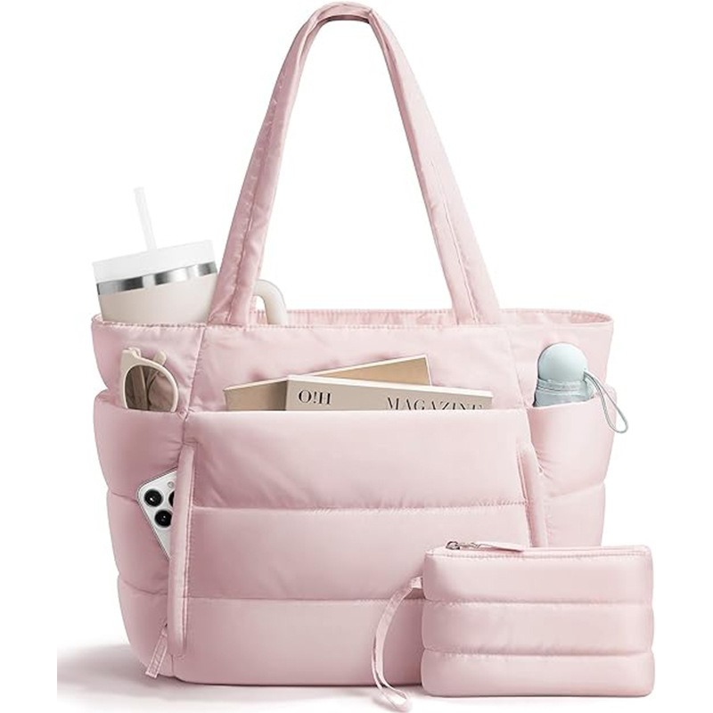 Custom Horizontal Quilted Tote – Water-Resistant Commuter Bag (view 7) — custom tote bag manufacturing by Kaishi Bag Factory
