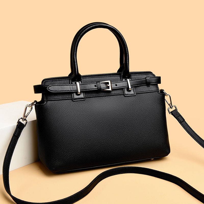 Custom Leather Frame Satchel Bag – Structured Handbag with Belt Detail — custom leather bag manufacturing by Kaishi Bag Factory
