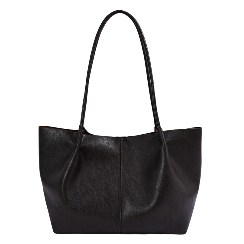 Custom PU Leather Tote Bag – Slouchy Shoulder Tote with Bead Charm — custom bag manufacturing by Kaishi Bag Factory