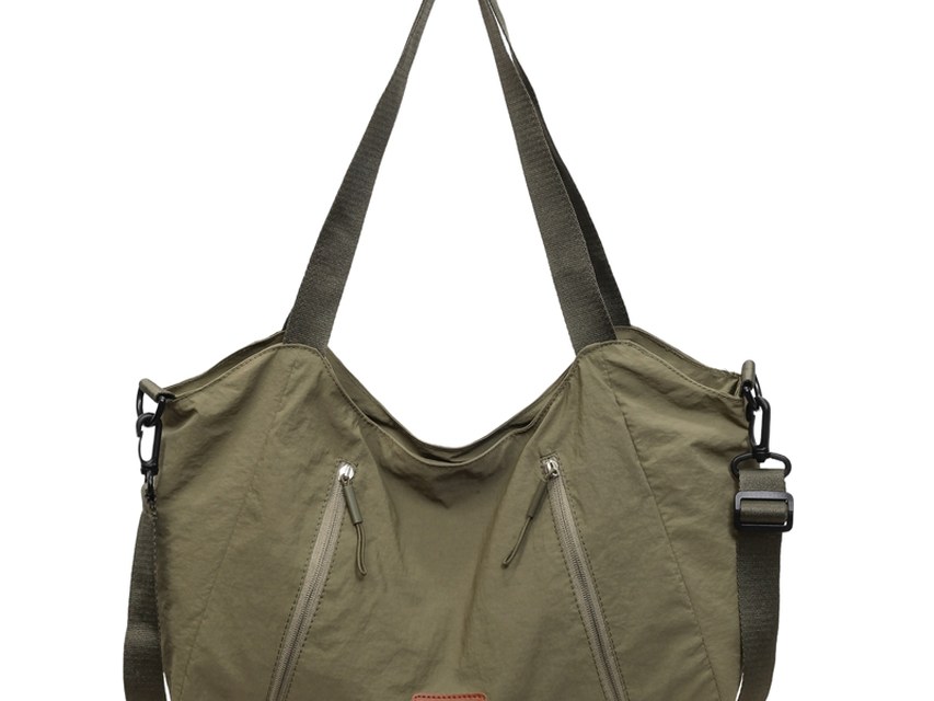 Custom Nylon Hobo Bag – Multi-Zip Shoulder Bag with Adjustable Strap (view 4) — custom bag manufacturing by Kaishi Bag Factory