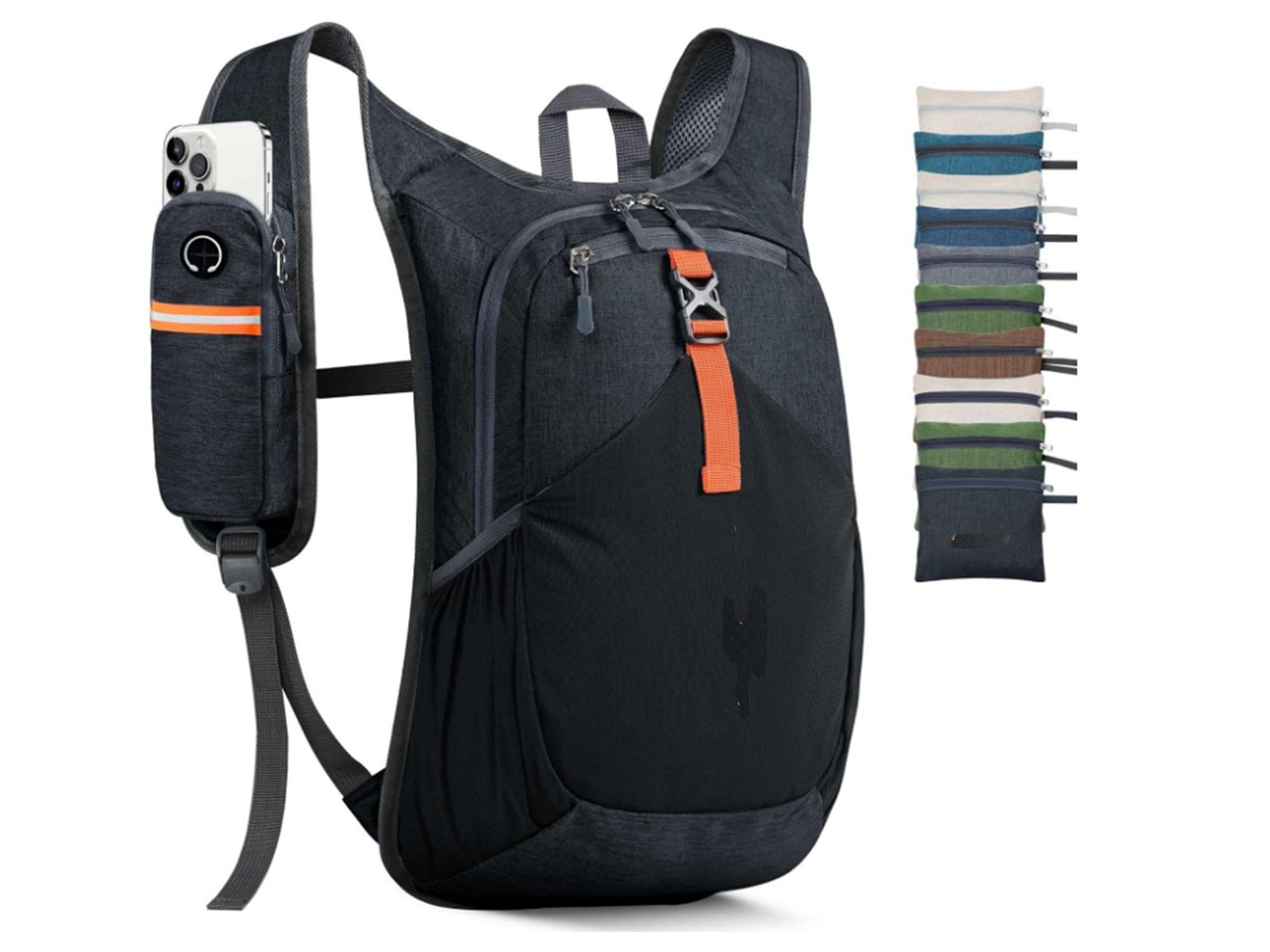Custom Foldable Outdoor Backpack – 15L Packable Daypack with Phone Pouch (view 3) — custom outdoor backpack by Kaishi Bag Factory