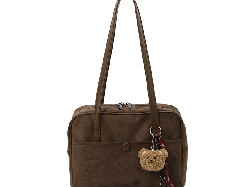 Custom Top-Handle Shoulder Bag – Structured Handbag with Charm (view 4) — custom bag manufacturing by Kaishi Bag Factory
