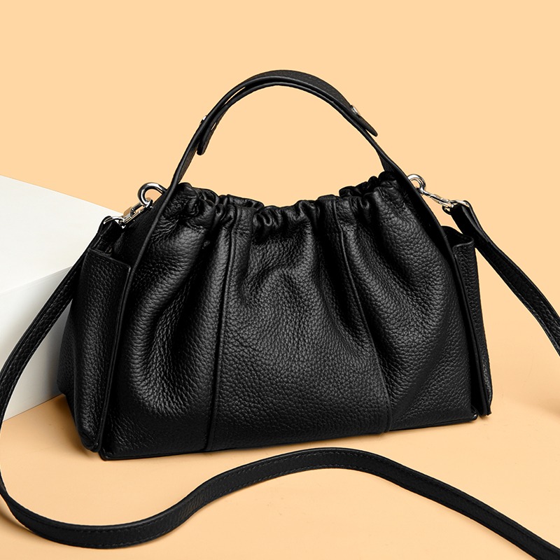 Custom Drawstring Leather Bucket Bag – Slouchy Shoulder Bag with Chain Strap — custom leather bag manufacturing by Kaishi Bag Factory