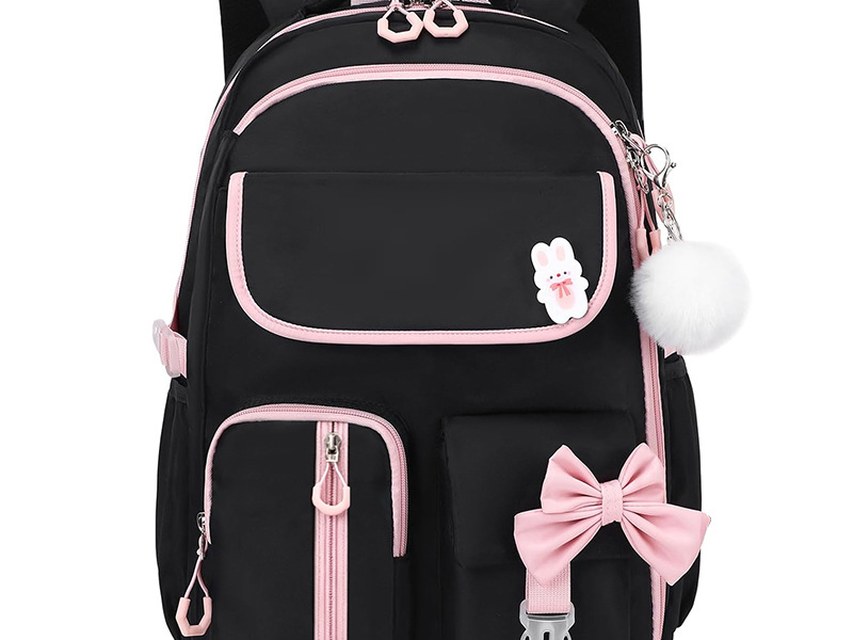 Custom School Backpack 3-Piece Set – Bow Detail with Lunch Bag and Pencil Case (view 2) — custom school backpack by Kaishi Bag Factory
