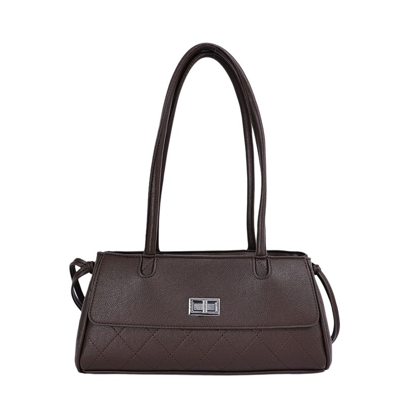 Custom Quilted PU Leather Tote Bag – Shoulder Tote with Clasp — custom bag manufacturing by Kaishi Bag Factory