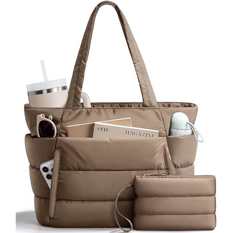 Custom Horizontal Quilted Tote – Water-Resistant Commuter Bag (view 4) — custom tote bag manufacturing by Kaishi Bag Factory