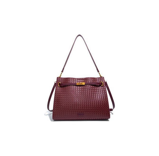 Woven PU Leather Hobo Shoulder Bag – Classic Large Capacity Woven Tote (view 4) — custom bag manufacturing by Kaishi Bag Factory