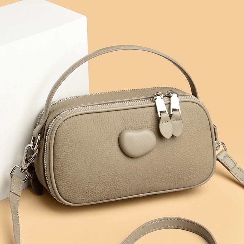 Custom Leather Crossbody Bag – Rounded Shoulder Bag with Clasp Detail (view 3) — custom leather bag manufacturing by Kaishi Bag Factory