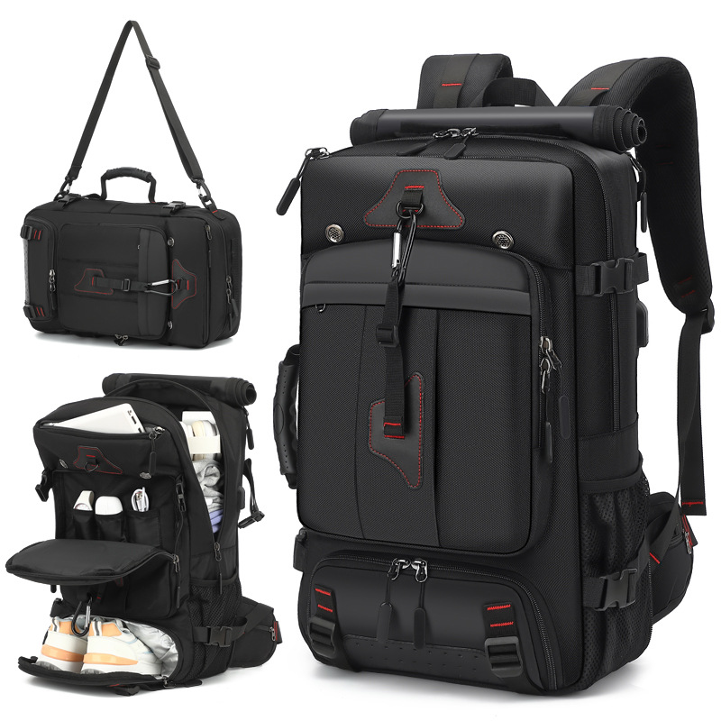 Custom Hiking Backpack – Large Capacity Trekking Backpack with Multi-Pocket Layout (view 2) — custom outdoor backpack by Kaishi Bag Factory
