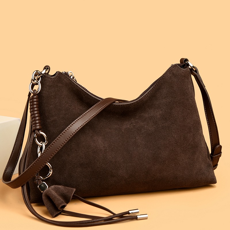Custom Suede Look Leather Hobo Bag – Slouchy Shoulder Bag with Strap Detail — custom leather bag manufacturing by Kaishi Bag Factory