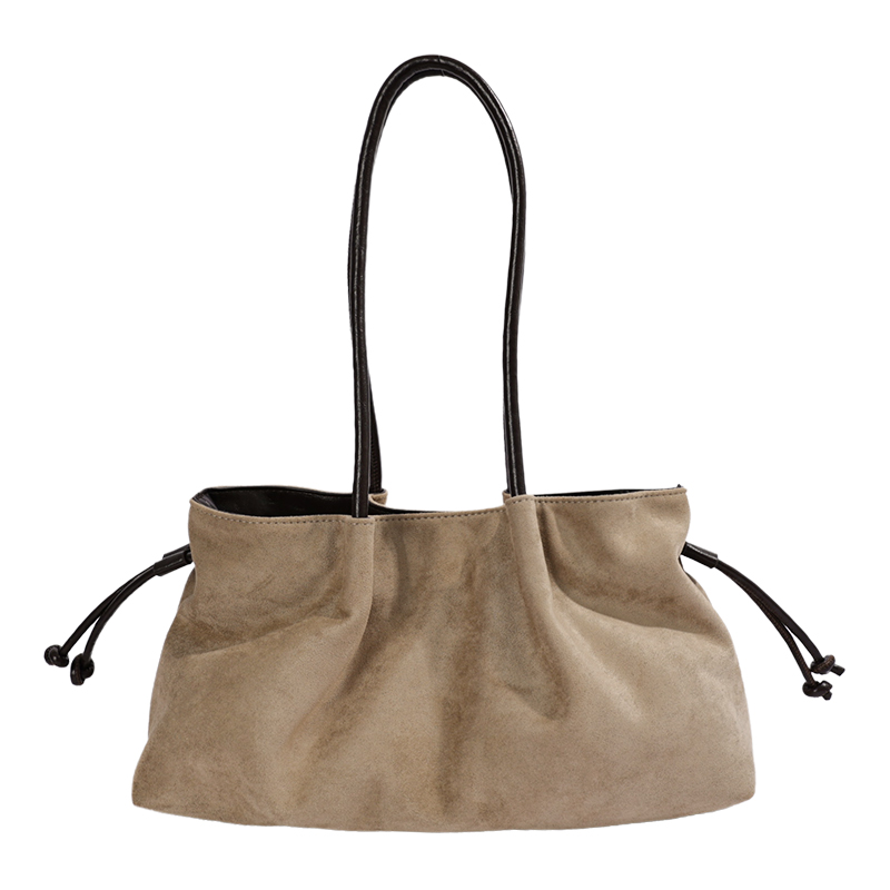 Custom Suede-Look Tote Bag – Drawstring Shoulder Tote — custom bag manufacturing by Kaishi Bag Factory
