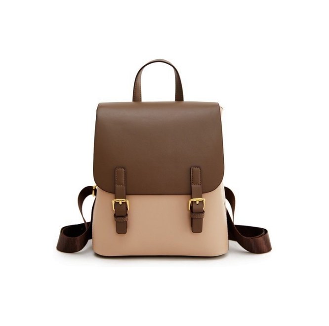 PU Leather Flap Backpack – Convertible Fashion Satchel with Gold Buckles (view 3) — custom bag manufacturing by Kaishi Bag Factory