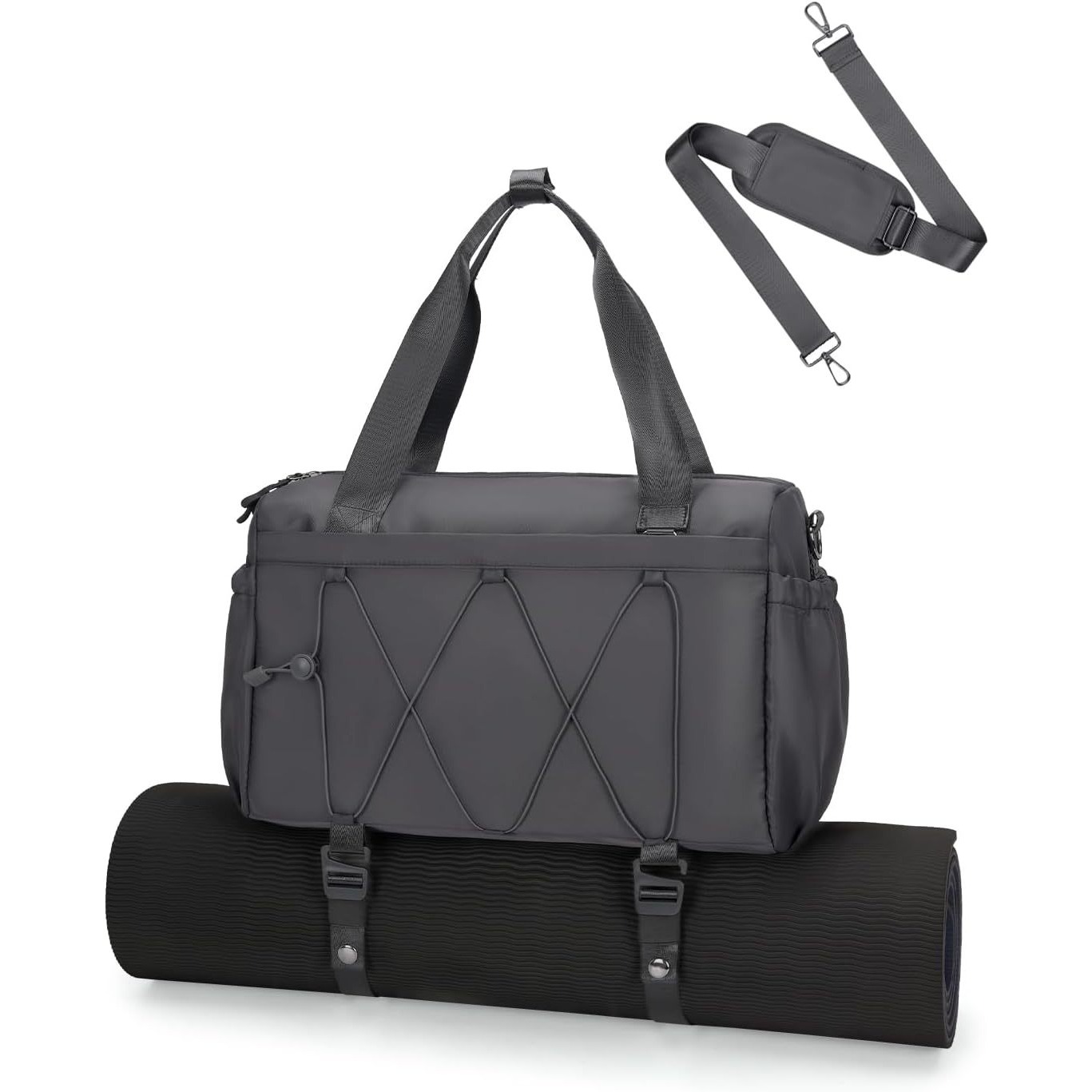Custom Gym Tote Bag – Sports Holdall with Yoga Mat Straps (view 3) — custom yoga bag manufacturing by Kaishi Bag Factory