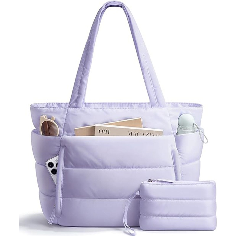 Custom Horizontal Quilted Tote – Water-Resistant Commuter Bag (view 6) — custom tote bag manufacturing by Kaishi Bag Factory
