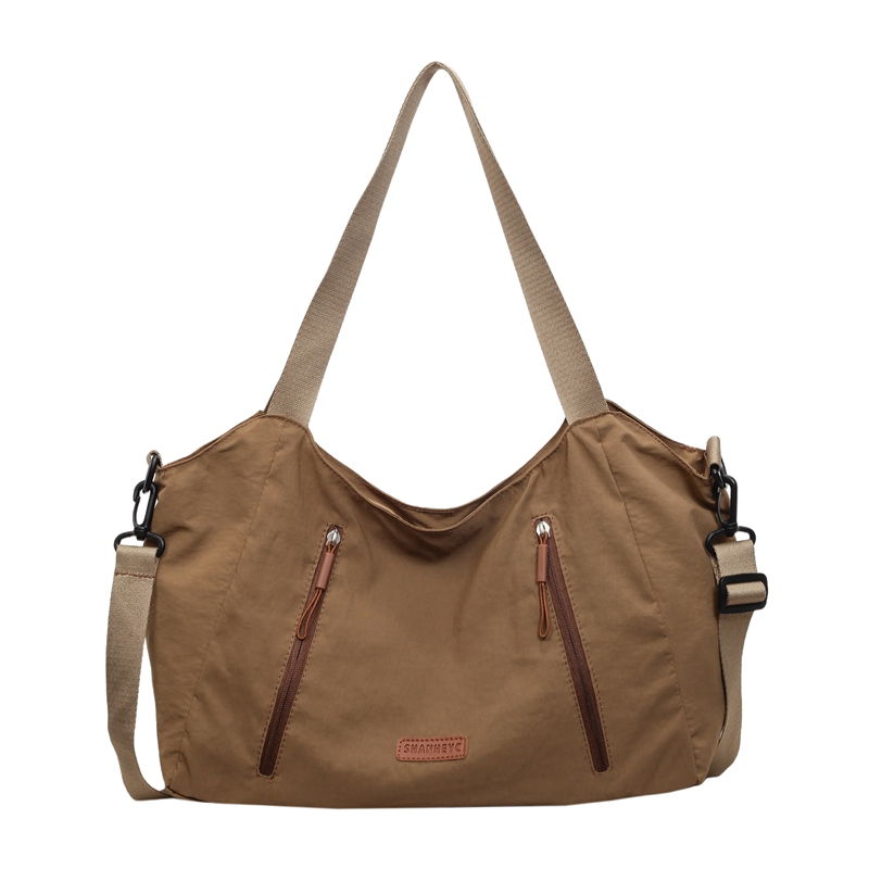 Custom Nylon Hobo Bag – Multi-Zip Shoulder Bag with Adjustable Strap (view 3) — custom bag manufacturing by Kaishi Bag Factory