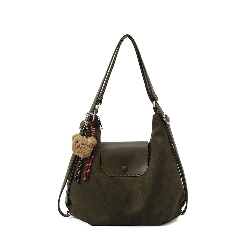 Custom Leopard Print Hobo Bag – Slouchy Shoulder Bag with Charm (view 3) — custom bag manufacturing by Kaishi Bag Factory