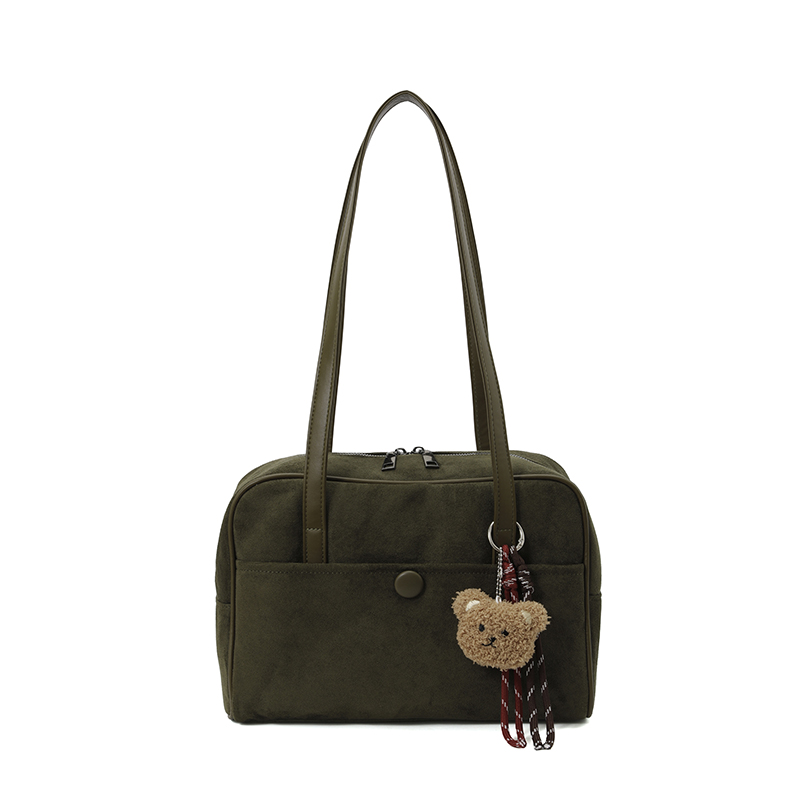 Custom Top-Handle Shoulder Bag – Structured Handbag with Charm (view 3) — custom bag manufacturing by Kaishi Bag Factory