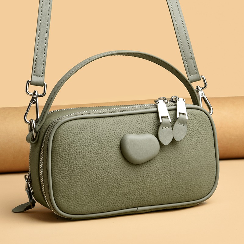 Custom Leather Crossbody Bag – Rounded Shoulder Bag with Clasp Detail (view 4) — custom leather bag manufacturing by Kaishi Bag Factory