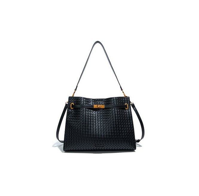 Woven PU Leather Hobo Shoulder Bag – Classic Large Capacity Woven Tote (view 3) — custom bag manufacturing by Kaishi Bag Factory