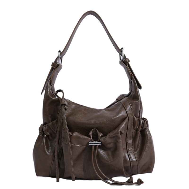 Custom PU Leather Hobo Bag – Slouchy Shoulder Bag with Knot Detail (view 2) — custom bag manufacturing by Kaishi Bag Factory