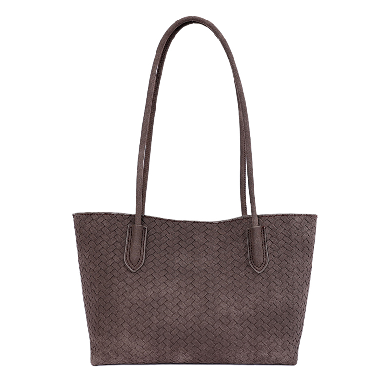 Custom Woven PU Leather Tote Bag – Structured Shoulder Tote — custom bag manufacturing by Kaishi Bag Factory