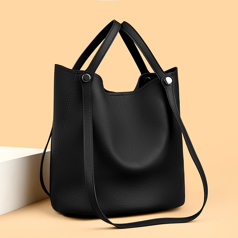 Custom Leather Bucket Tote Bag – Slouchy Shoulder Tote with Suede Lining — custom leather bag manufacturing by Kaishi Bag Factory