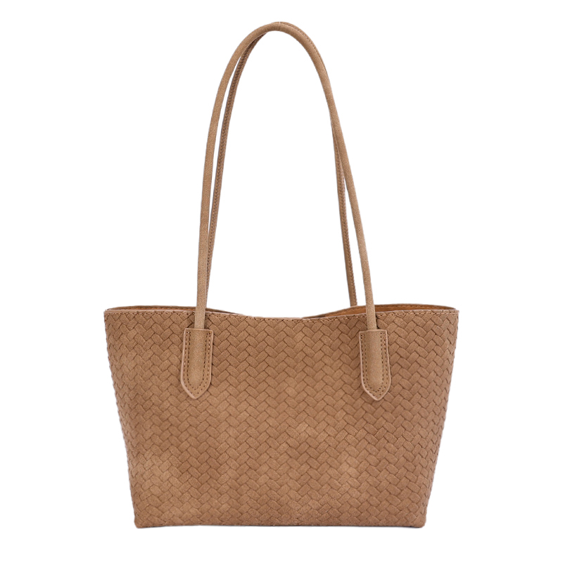Custom Woven PU Leather Tote Bag – Structured Shoulder Tote (view 2) — custom bag manufacturing by Kaishi Bag Factory