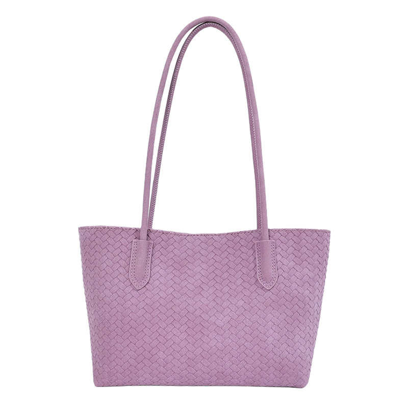 Custom Woven PU Leather Tote Bag – Structured Shoulder Tote (view 4) — custom bag manufacturing by Kaishi Bag Factory