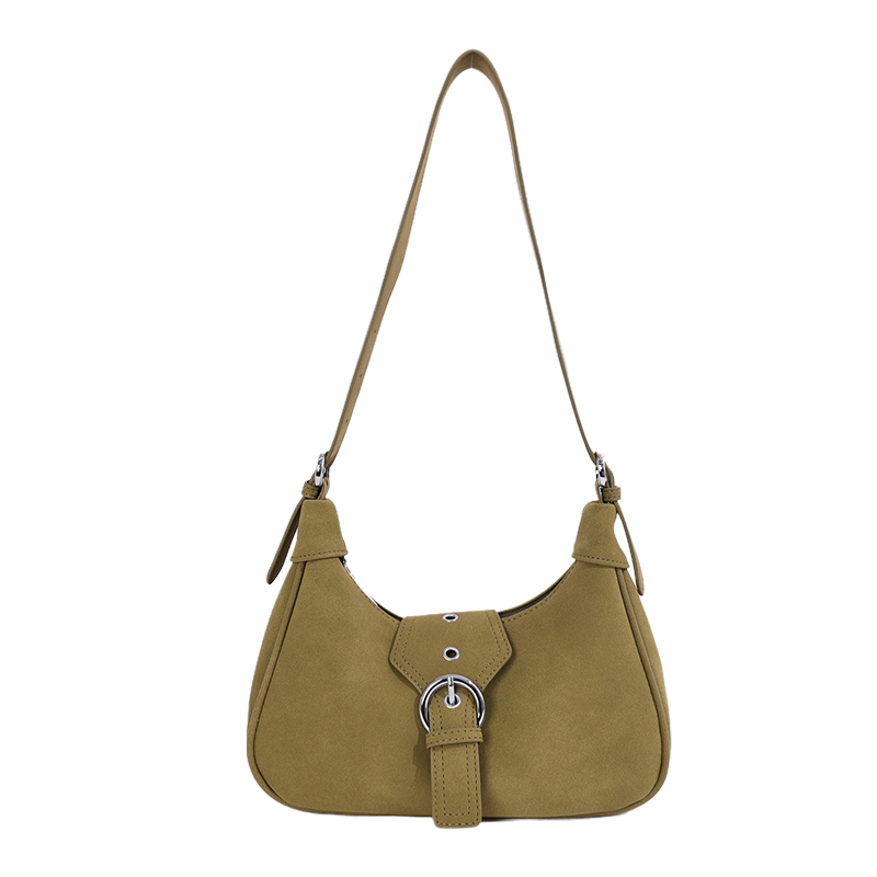 Custom Suede-Look Hobo Bag – Soft Shoulder Bag with Metal Ring (view 2) — custom bag manufacturing by Kaishi Bag Factory