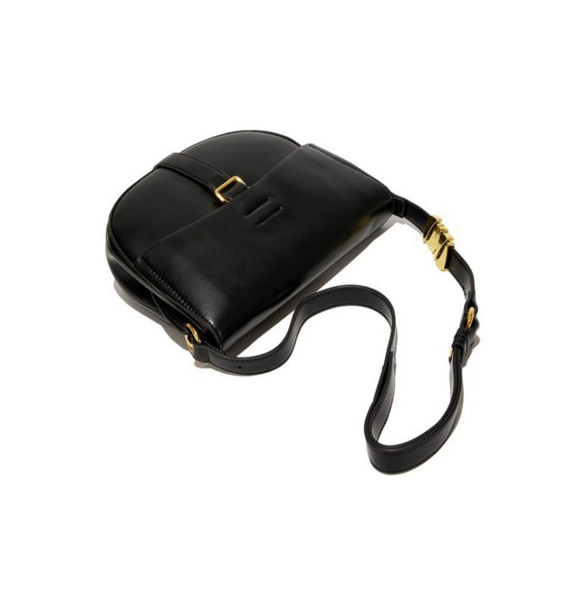 PU Leather Saddle Bag – Mini Crossbody Shoulder Bag with Gold Buckle & Adjustable Strap (view 2) — custom bag manufacturing by Kaishi Bag Factory