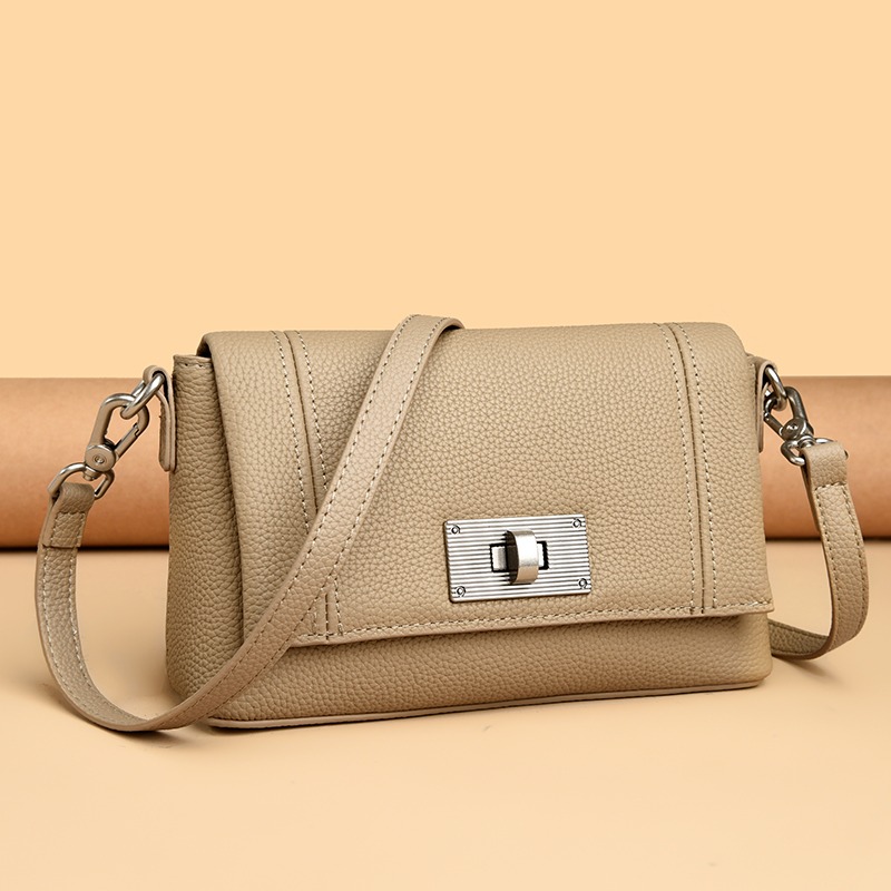 Custom Leather Crossbody Bag – Flap Bag with Turn-Lock Closure (view 3) — custom leather bag manufacturing by Kaishi Bag Factory