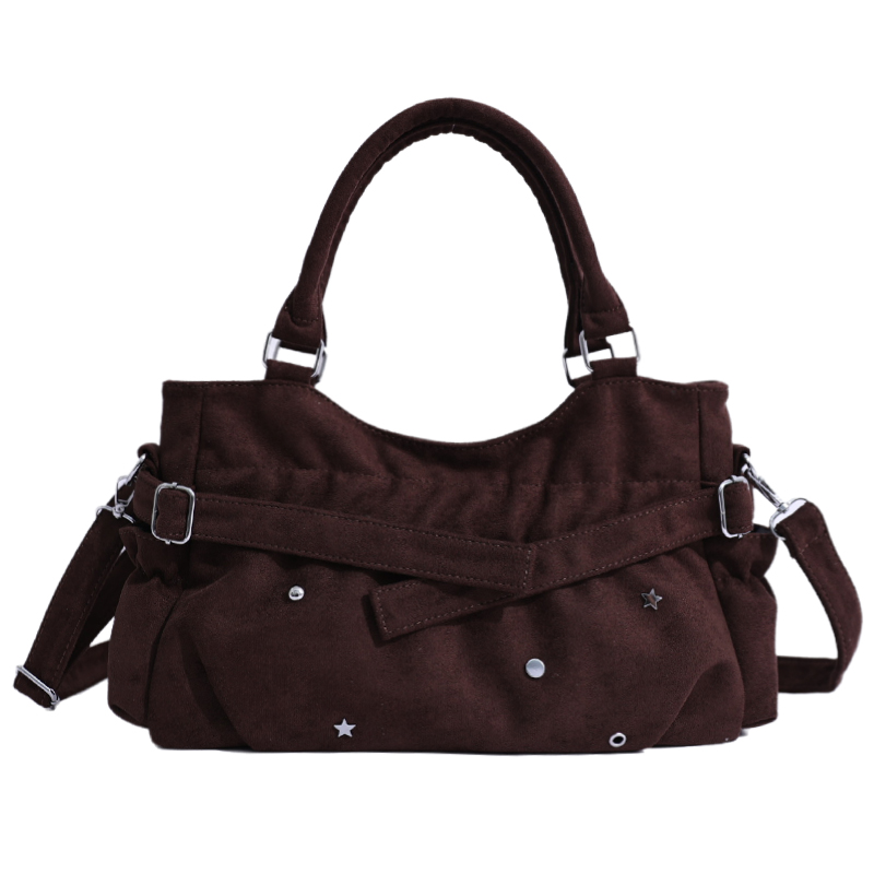 Custom PU Leather Satchel Bag – Structured Handbag with Buckle Straps (view 3) — custom bag manufacturing by Kaishi Bag Factory